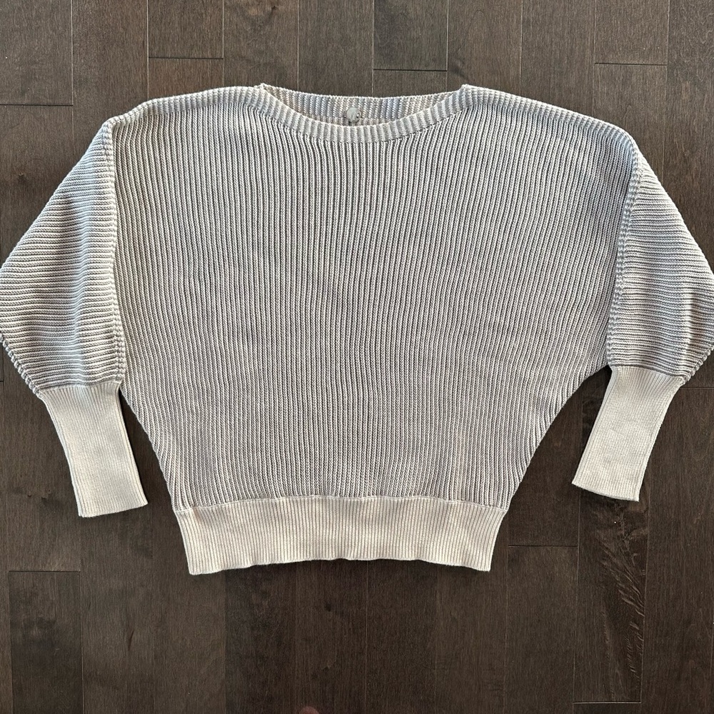Margaret O'Leary Ribbed Pullover Sweater Batwing Dolman‎ Color Block Cuffs XS